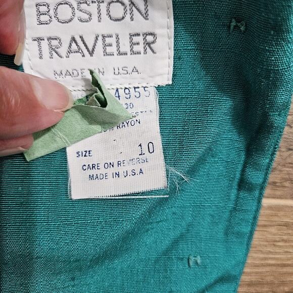 Vintage Boston Traveler Pencil Skirt Green 10 Pleated Back Career Corpcore Basic - Picture 8 of 9